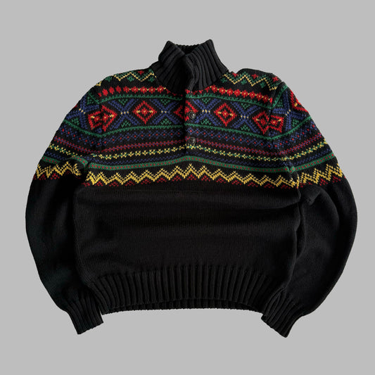 90s Polo Ralph Lauren Aztec Heavy Knit Sweater - M