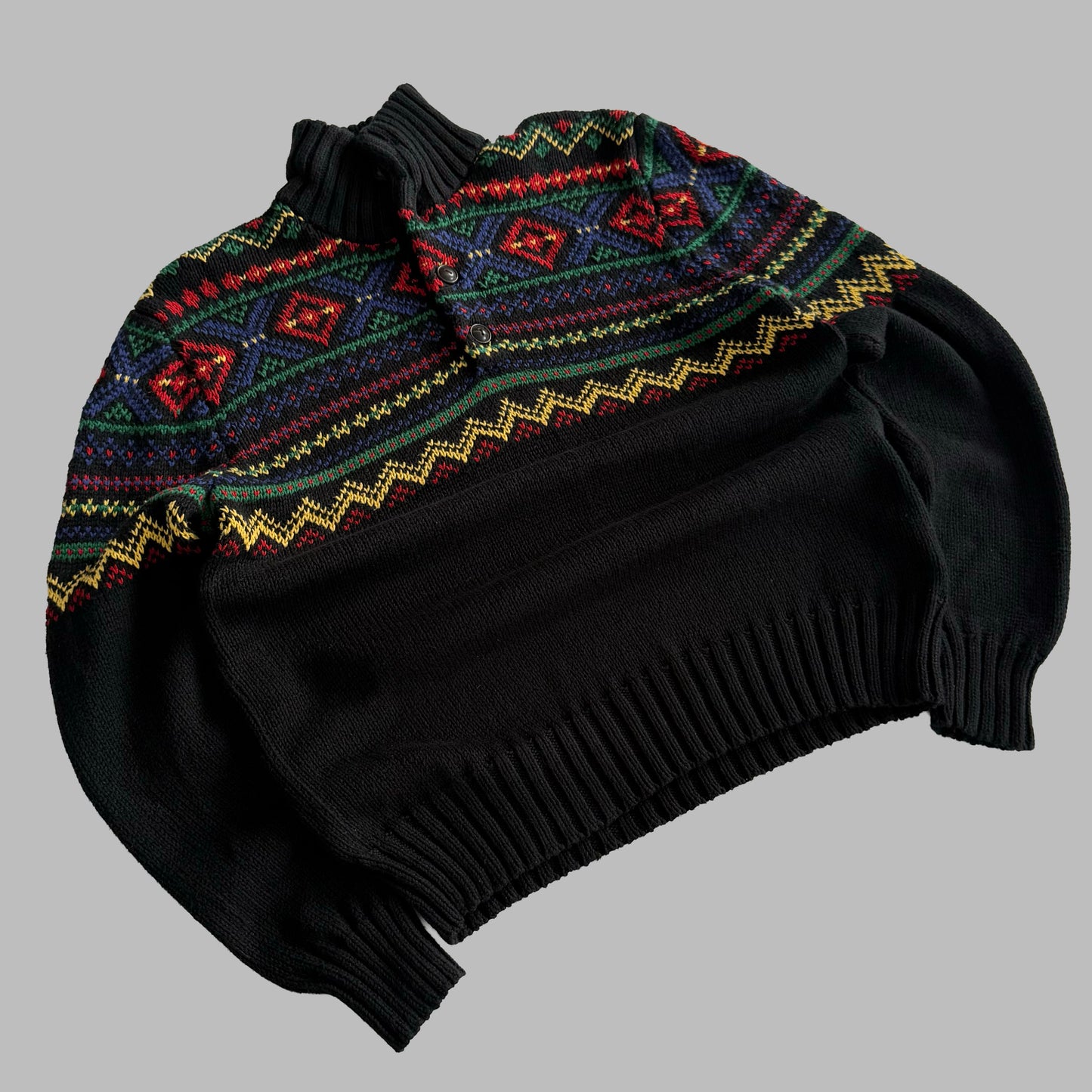 90s Polo Ralph Lauren Aztec Heavy Knit Sweater - M