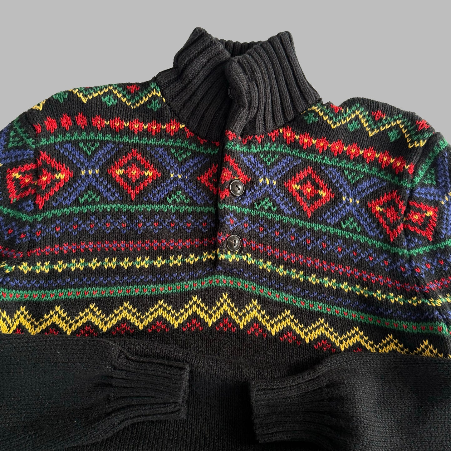 90s Polo Ralph Lauren Aztec Heavy Knit Sweater - M