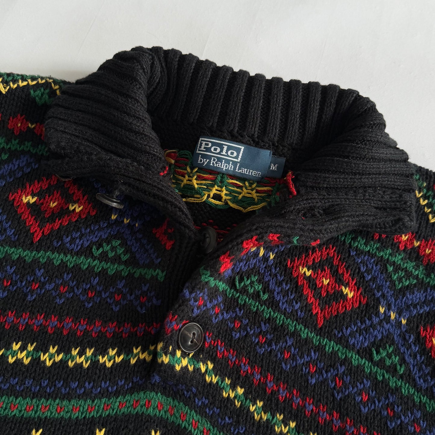 90s Polo Ralph Lauren Aztec Heavy Knit Sweater - M