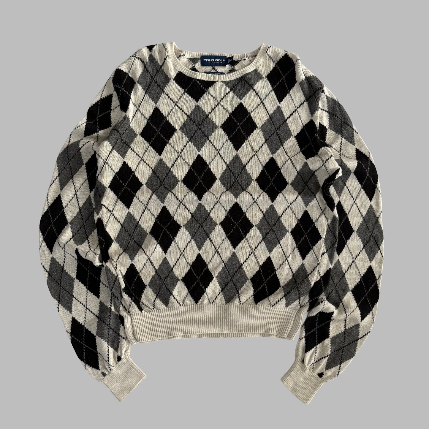 Y2K Polo Golf Argyle Knit Sweater - XL