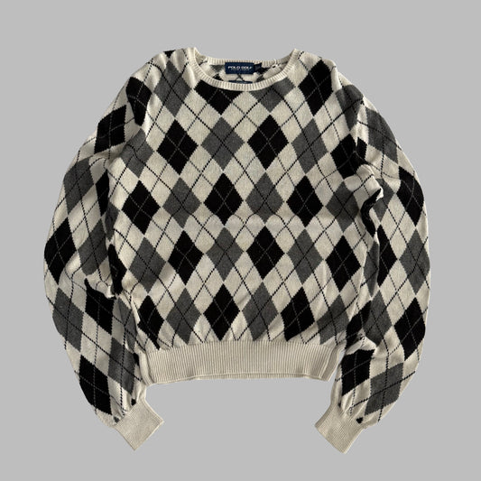 Y2K Polo Golf Argyle Knit Sweater - XL