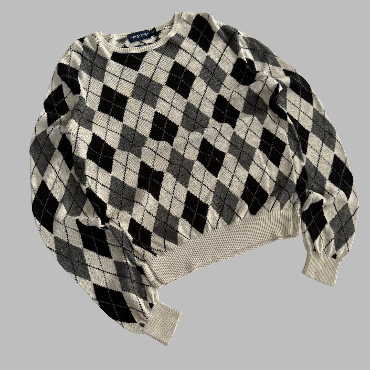 Y2K Polo Golf Argyle Knit Sweater - XL