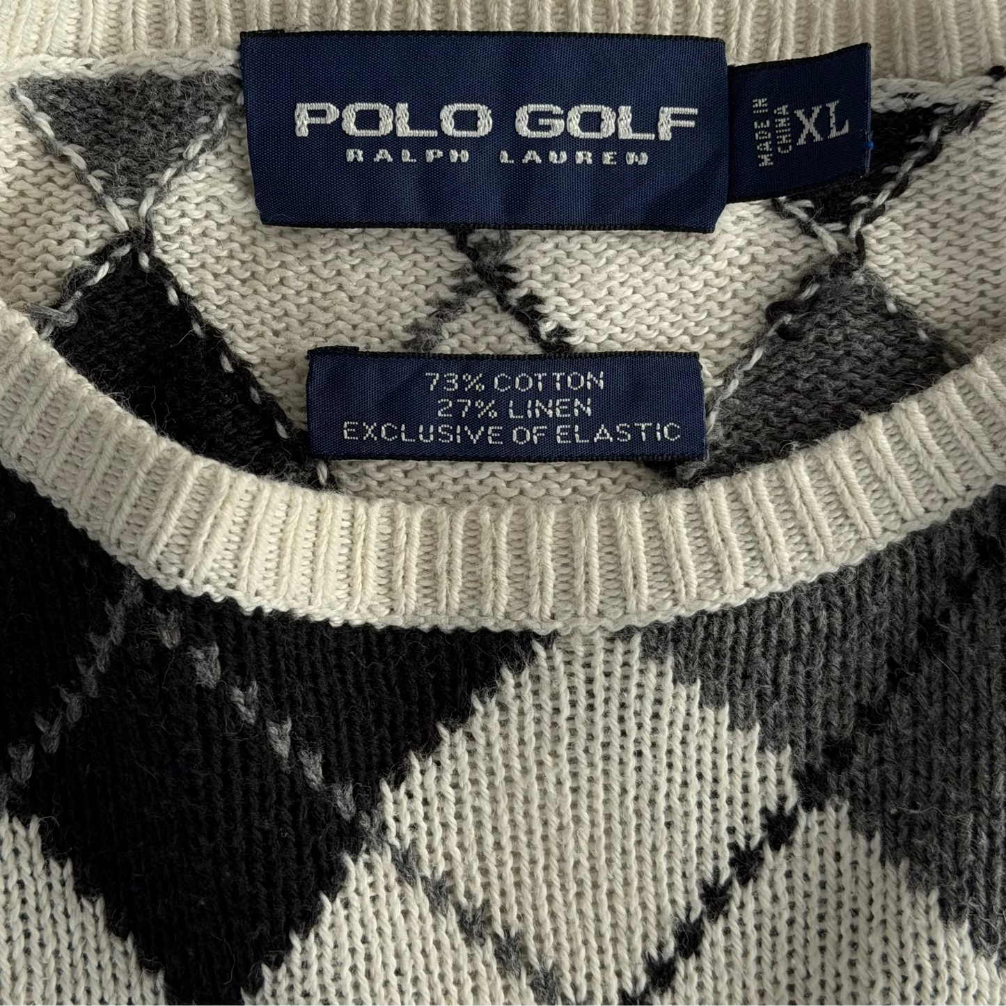 Y2K Polo Golf Argyle Knit Sweater - XL