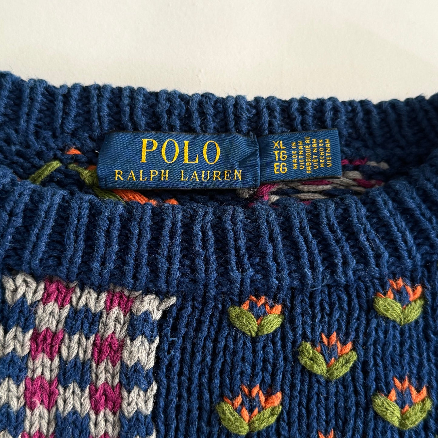 Polo Ralph Lauren Patchwork Heavyweight Knit Sweater - XL