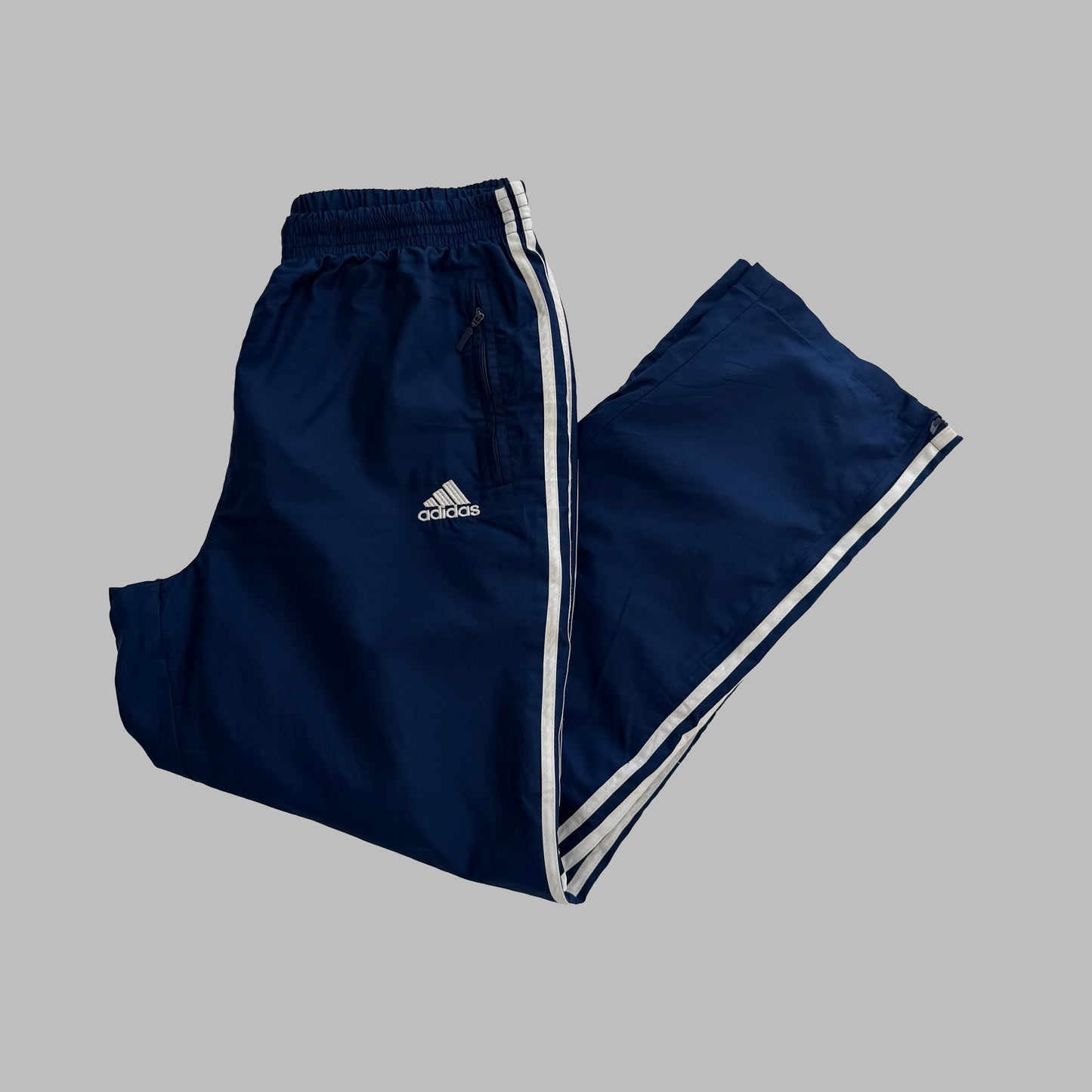 90s Adidas Wide Leg Three Stripe Track Pants - L