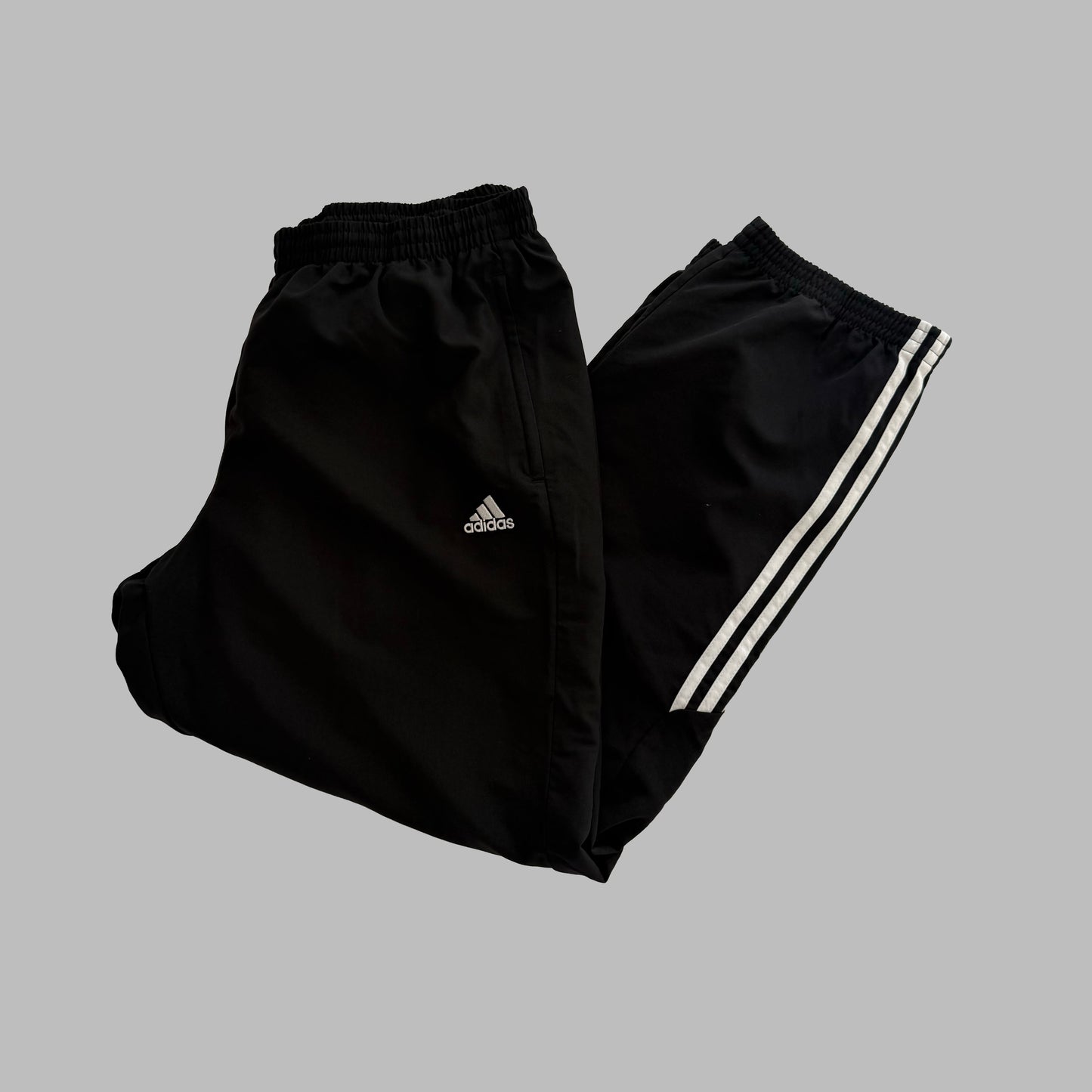 Y2K Adidas Three Striped Baggy Track Pants - L