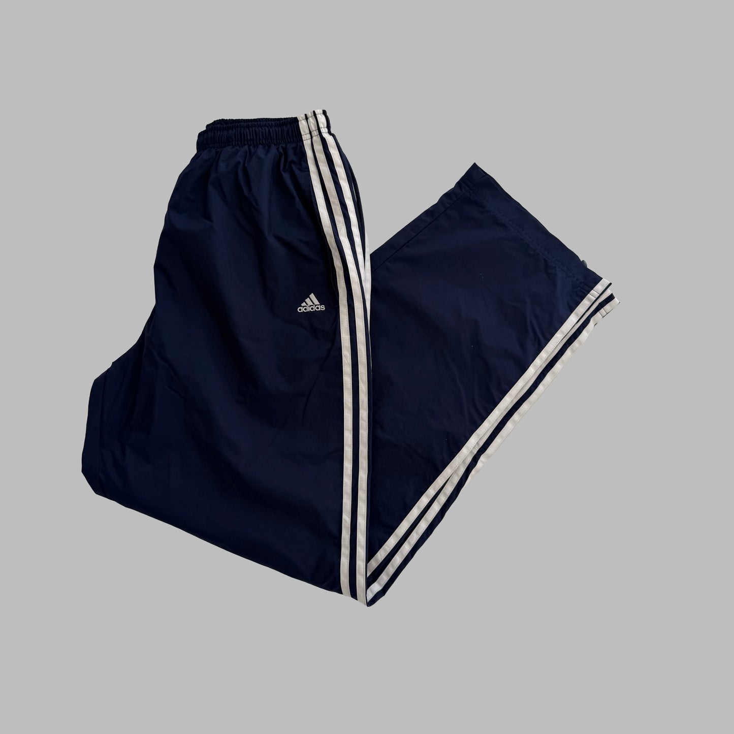 Y2K Adidas Wide Leg Three Stripe Track Pants - L