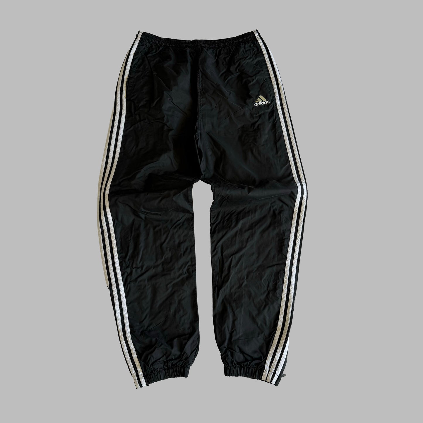 90s Adidas Three Stripe Baggy Track Pants - M