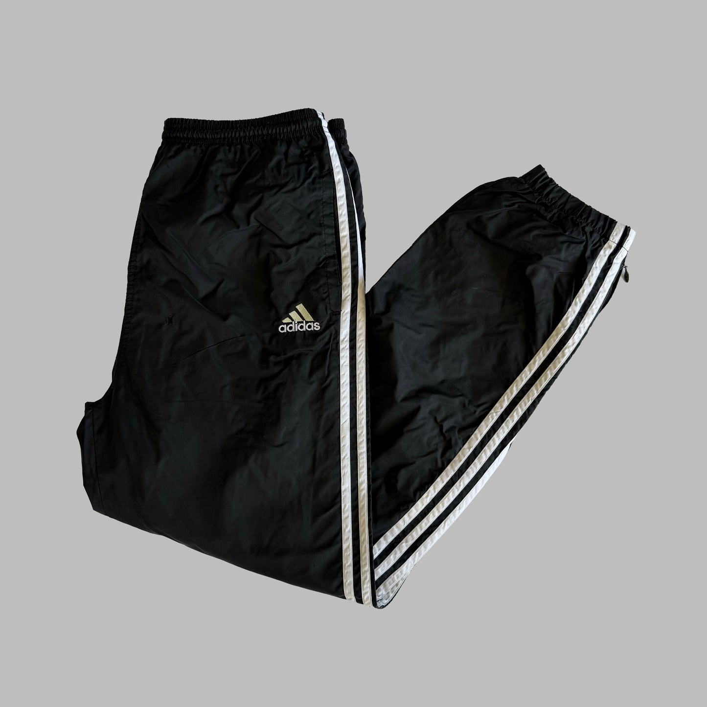 90s Adidas Three Stripe Baggy Track Pants - M