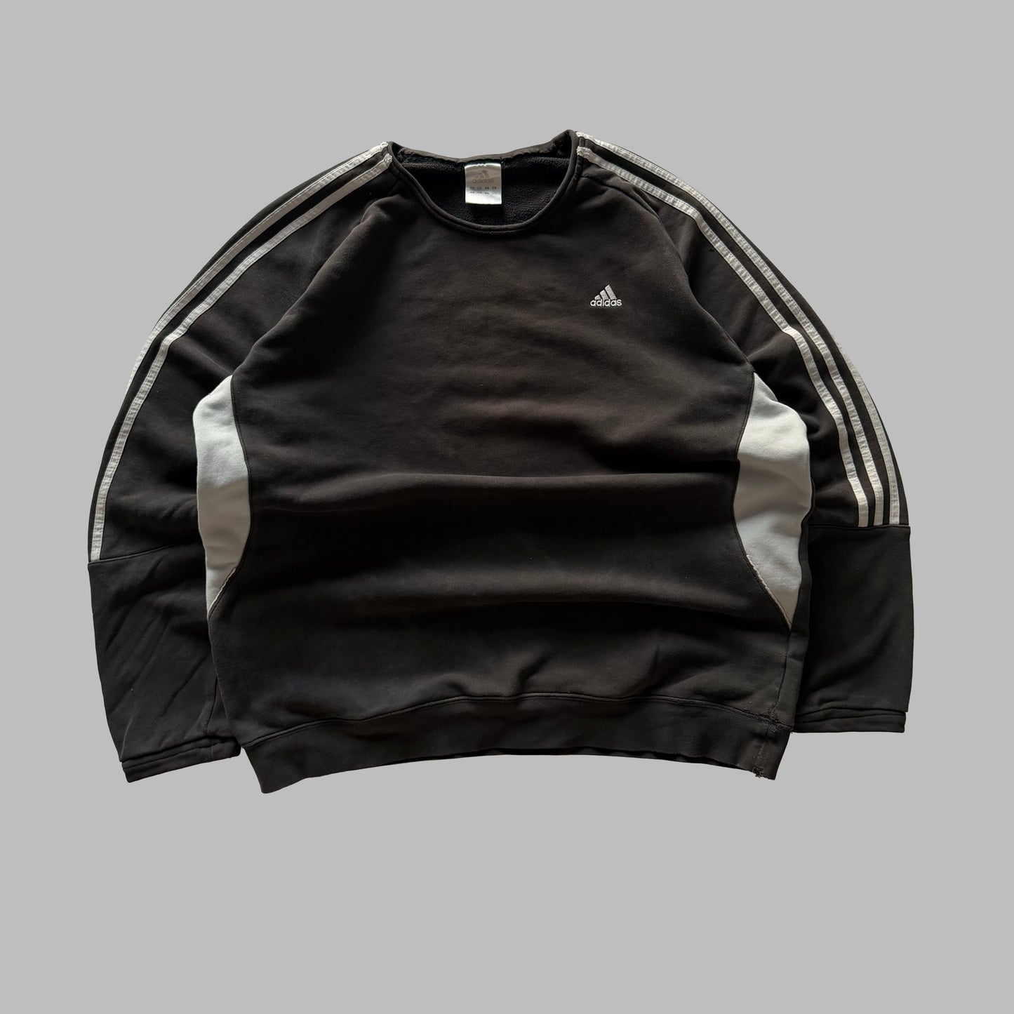 Y2K Adidas Panelled Three Stripe Sweatshirt - XXL