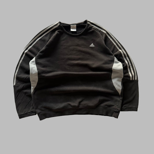 Y2K Adidas Panelled Three Stripe Sweatshirt - XXL