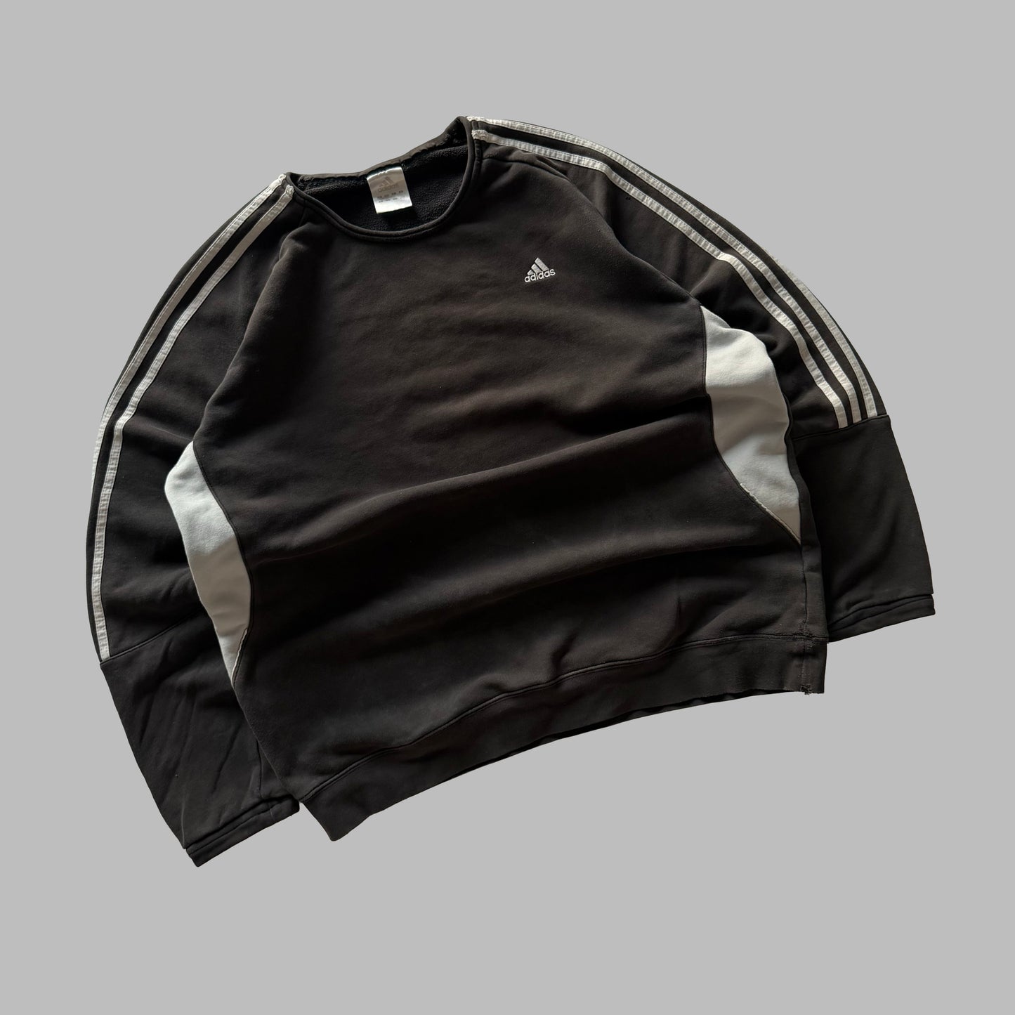 Y2K Adidas Panelled Three Stripe Sweatshirt - XXL
