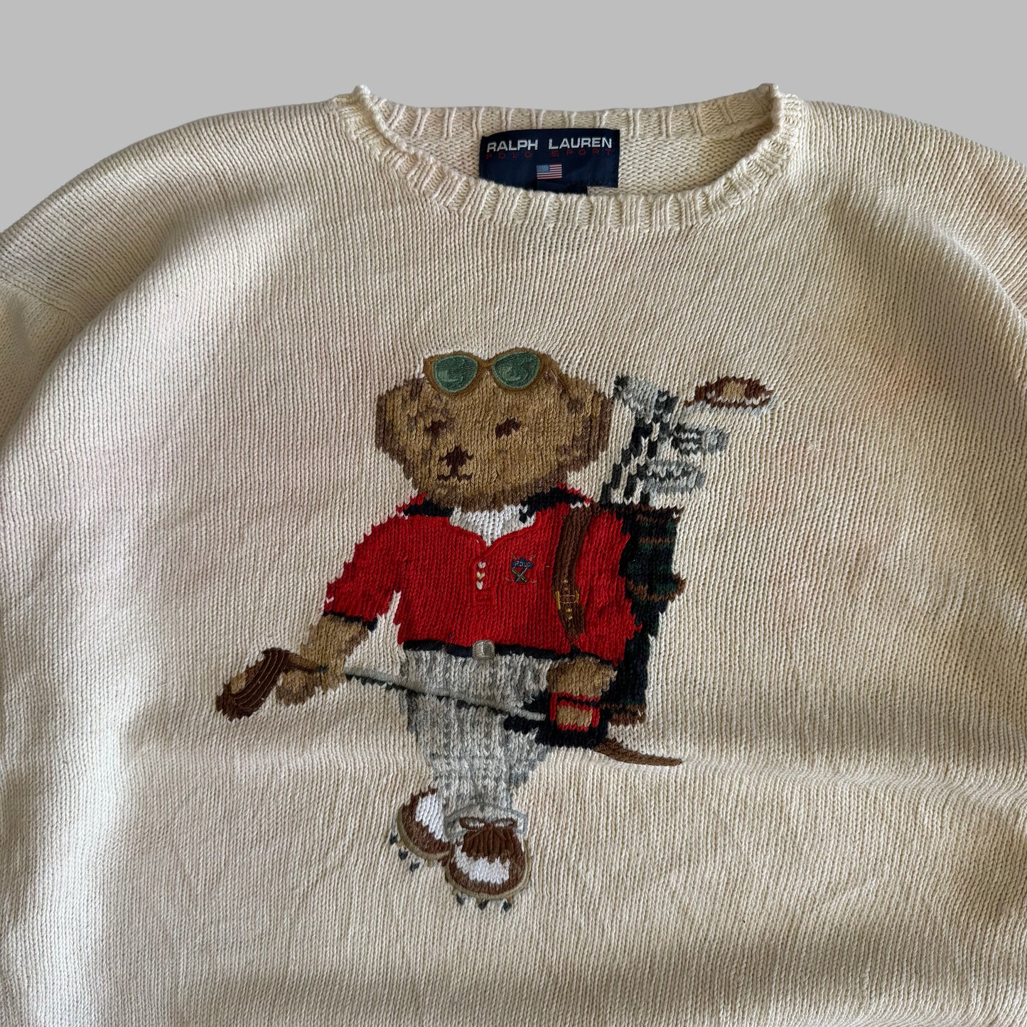 Y2K Polo Ralph lauren Golf Bear Knit - L