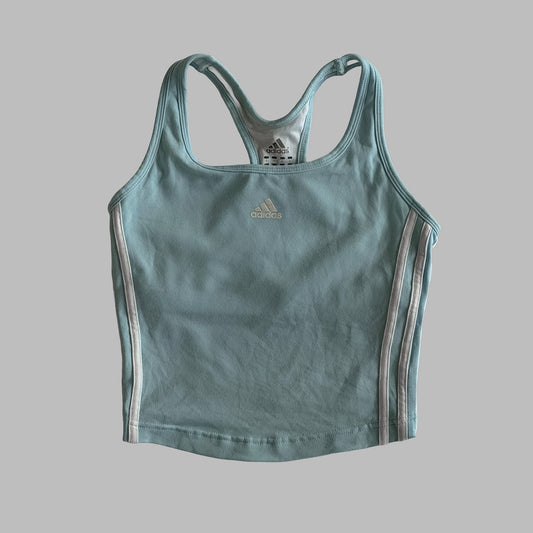 Y2K Adidas Three Stripe Racer-back Activewear Tank - S