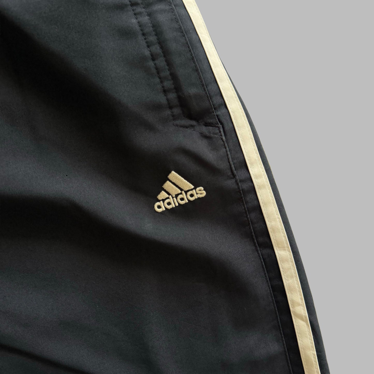 Y2K Adidas Wide Leg Three Stripe Track Pants - L