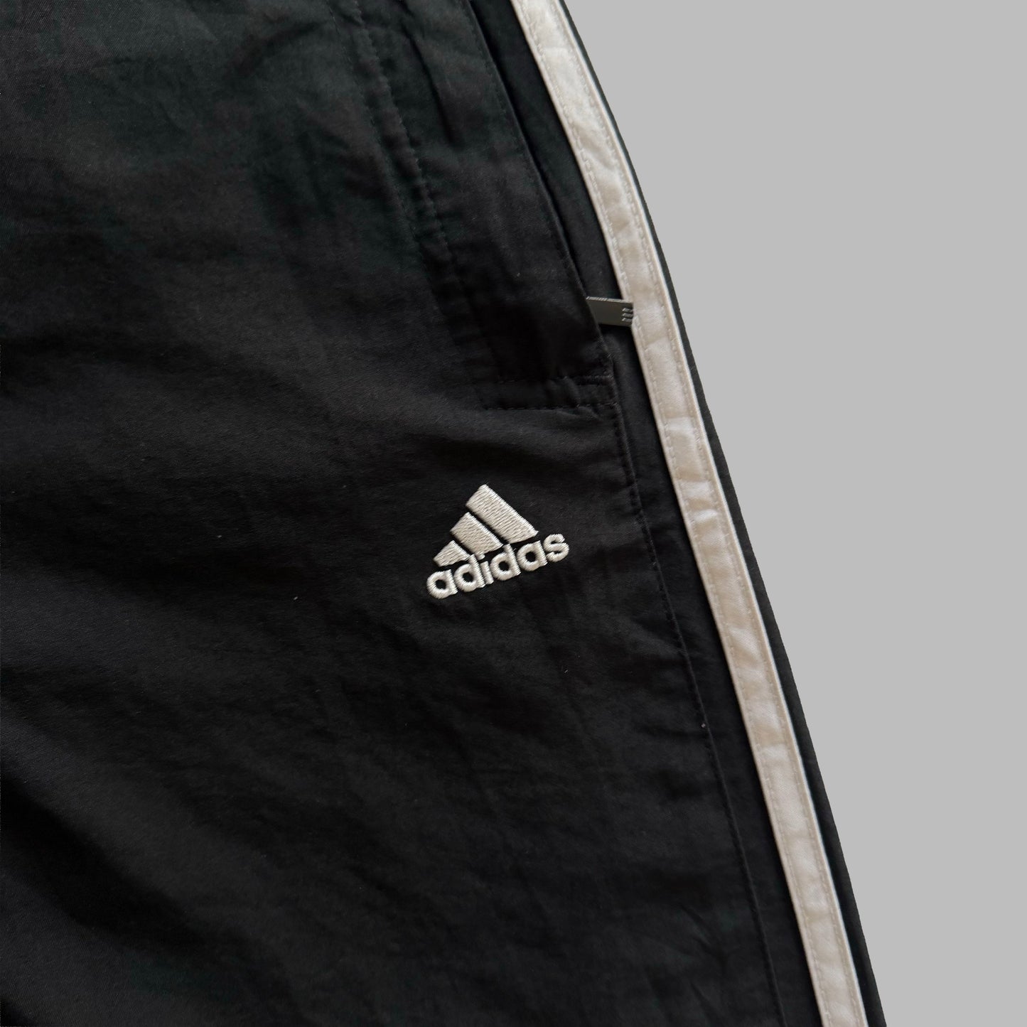 Y2K Adidas Three Striped Baggy Track Pants - S