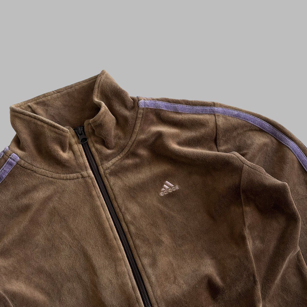 Y2K Adidas Three Stripe Velour Velvet  Matching Track Set - M