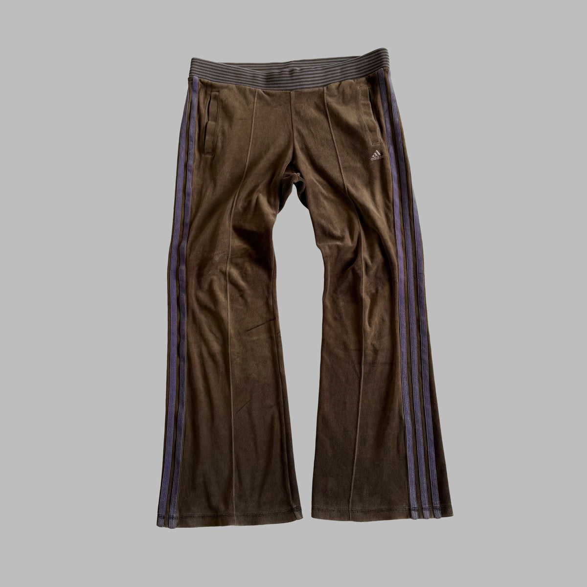 Y2K Adidas Three Stripe Velour Velvet  Matching Track Set - M