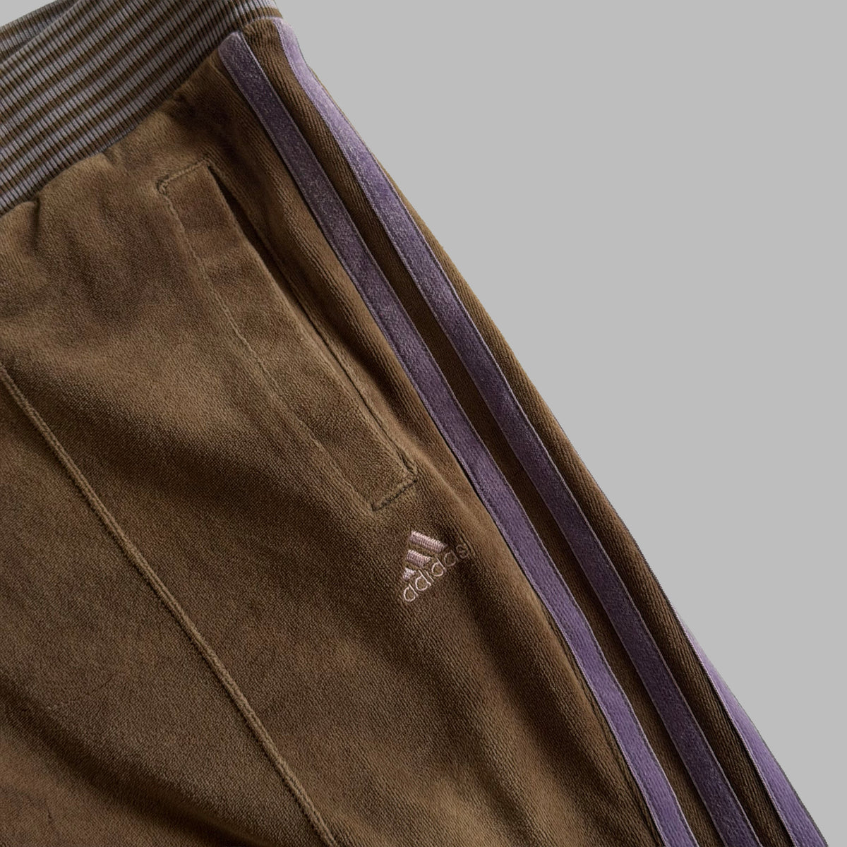Y2K Adidas Three Stripe Velour Velvet  Matching Track Set - M