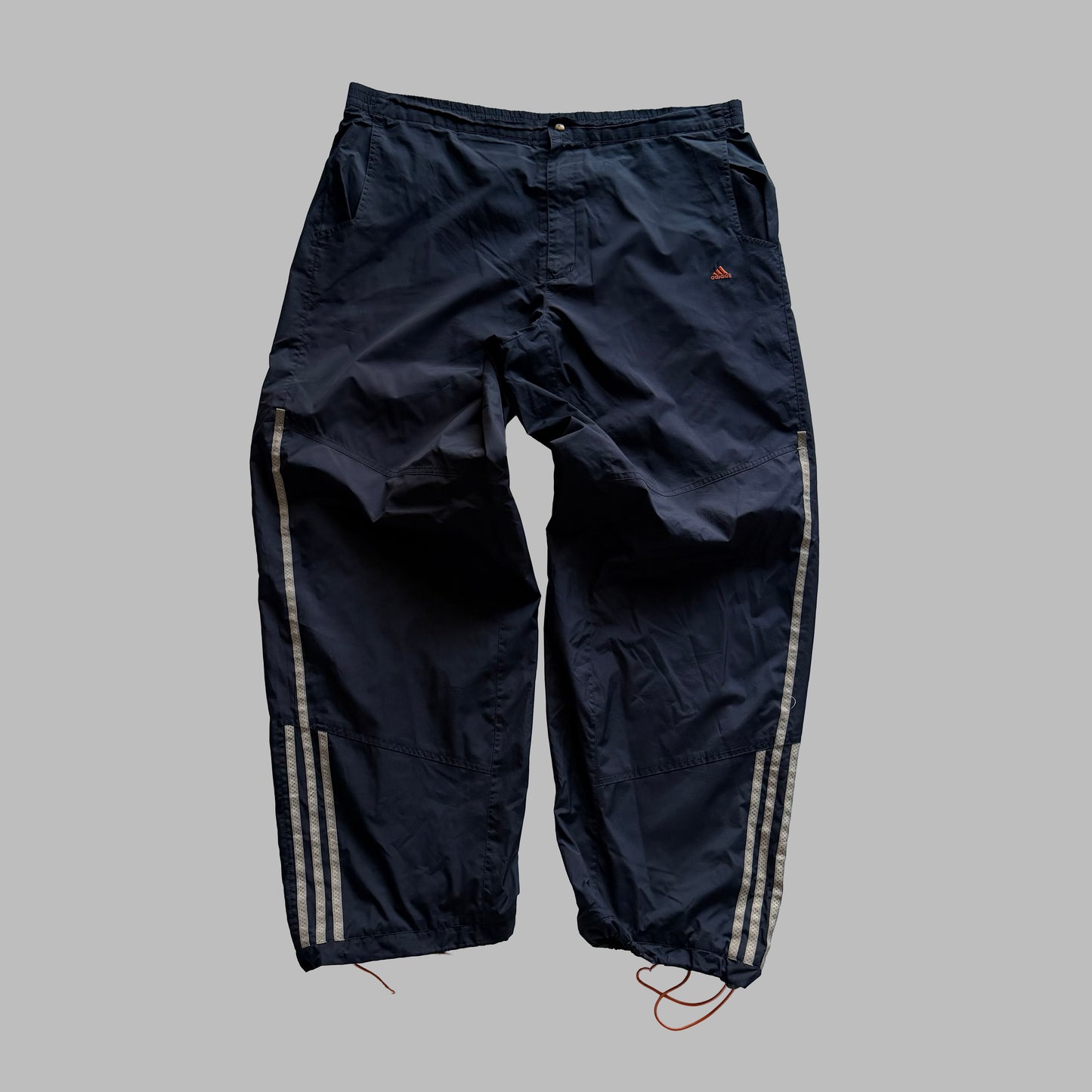 Y2K Adidas Three Striped Baggy Track Pants - XL
