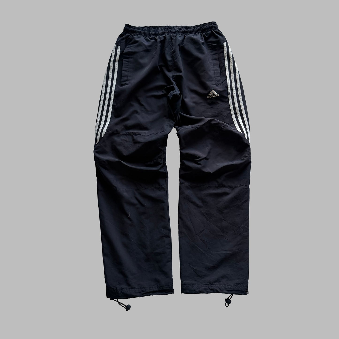 Y2K Adidas Three Stripe Baggy Track Pants - S