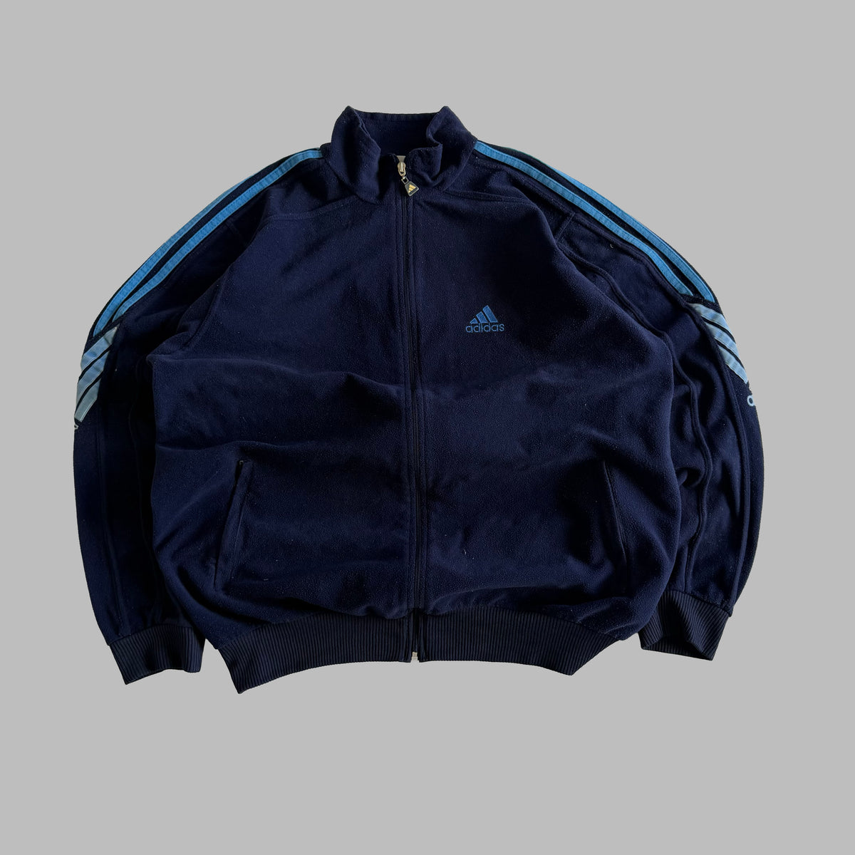 90s Adidas Three Stripe Fleece Jacket - M/L