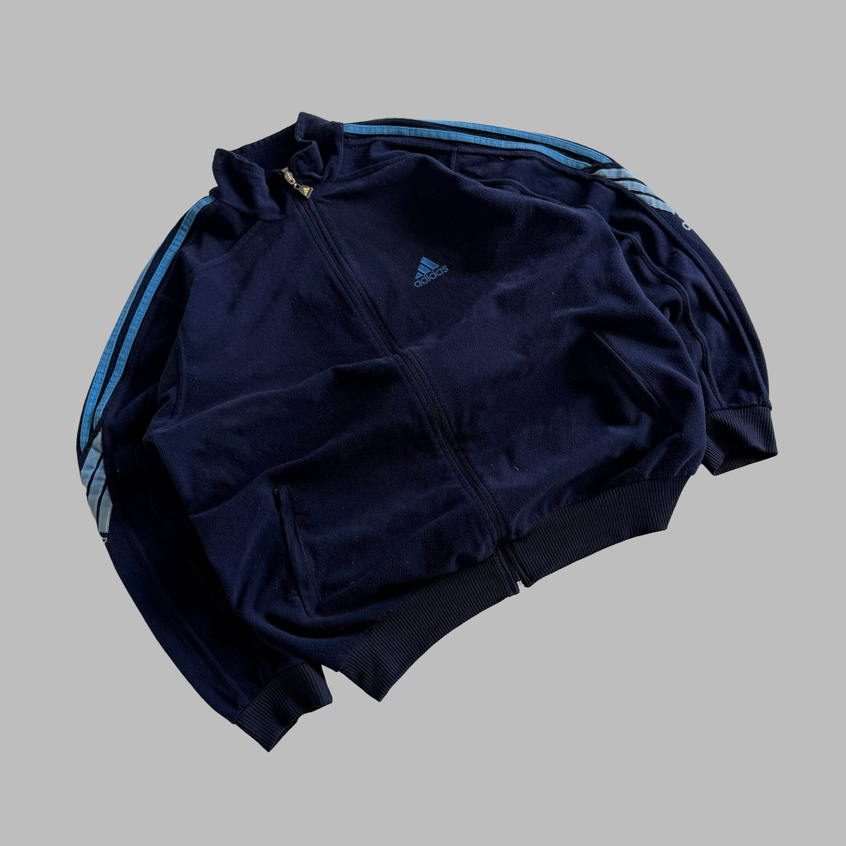 90s Adidas Three Stripe Fleece Jacket - M/L