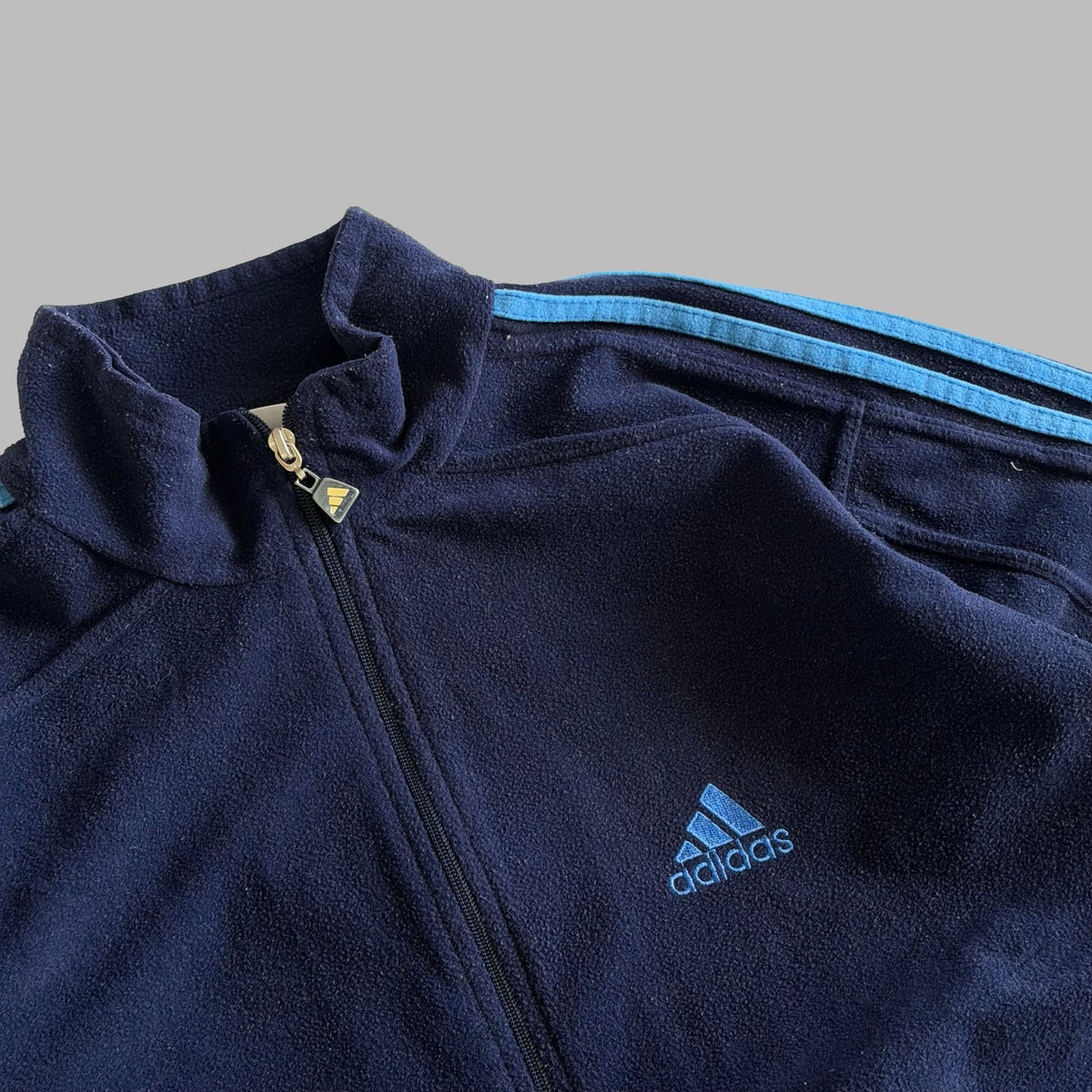 90s Adidas Three Stripe Fleece Jacket - M/L