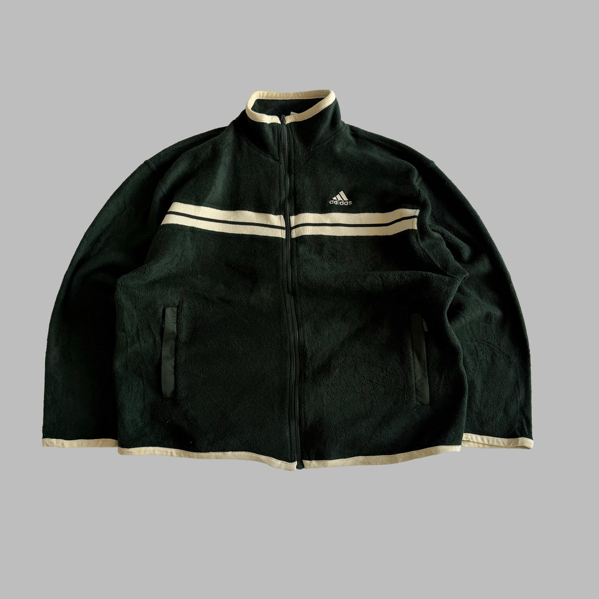 90s Adidas striped Heavyweight Fleece Jacket - L/XL