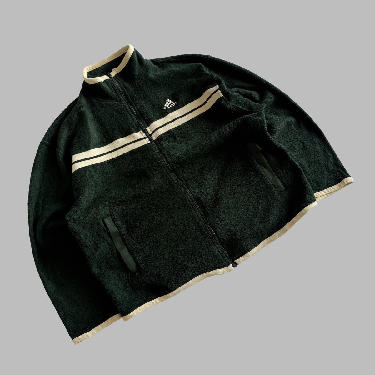 90s Adidas striped Heavyweight Fleece Jacket - L/XL