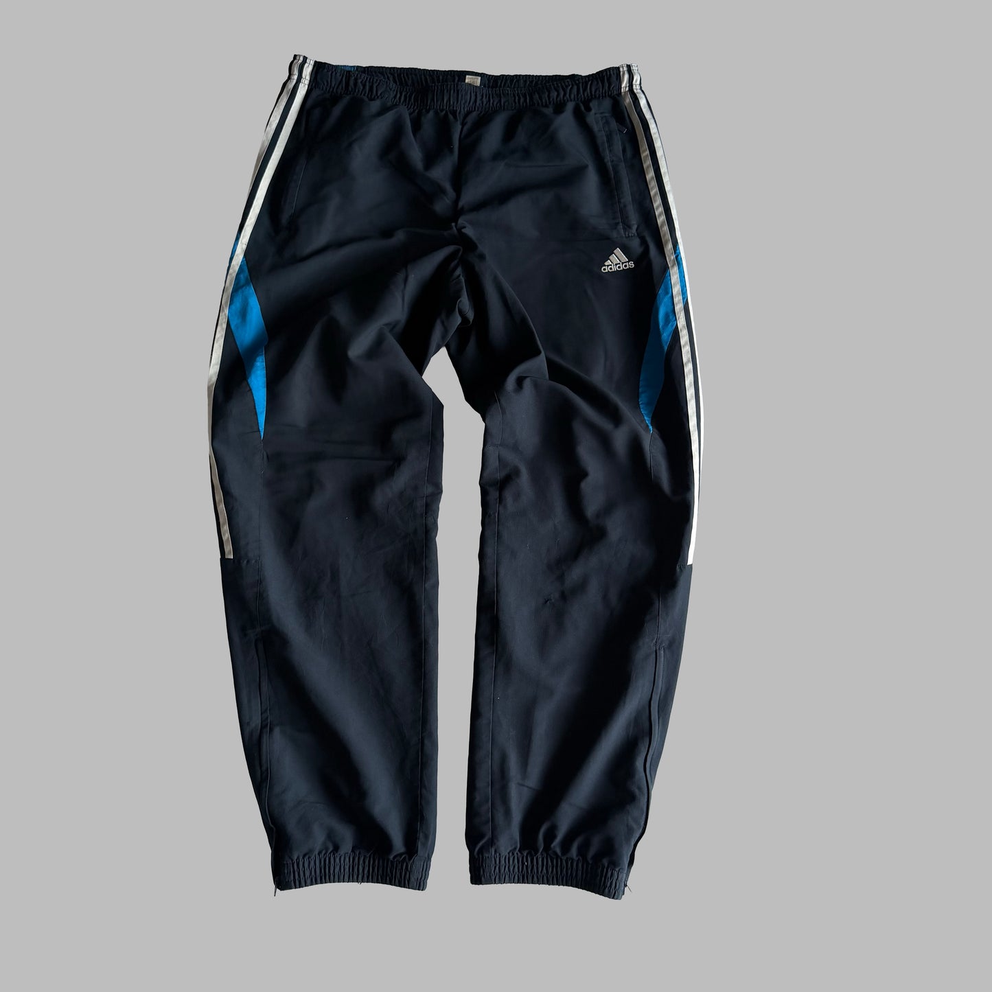 Y2K Adidas Three Stripe Baggy Track Pants - L