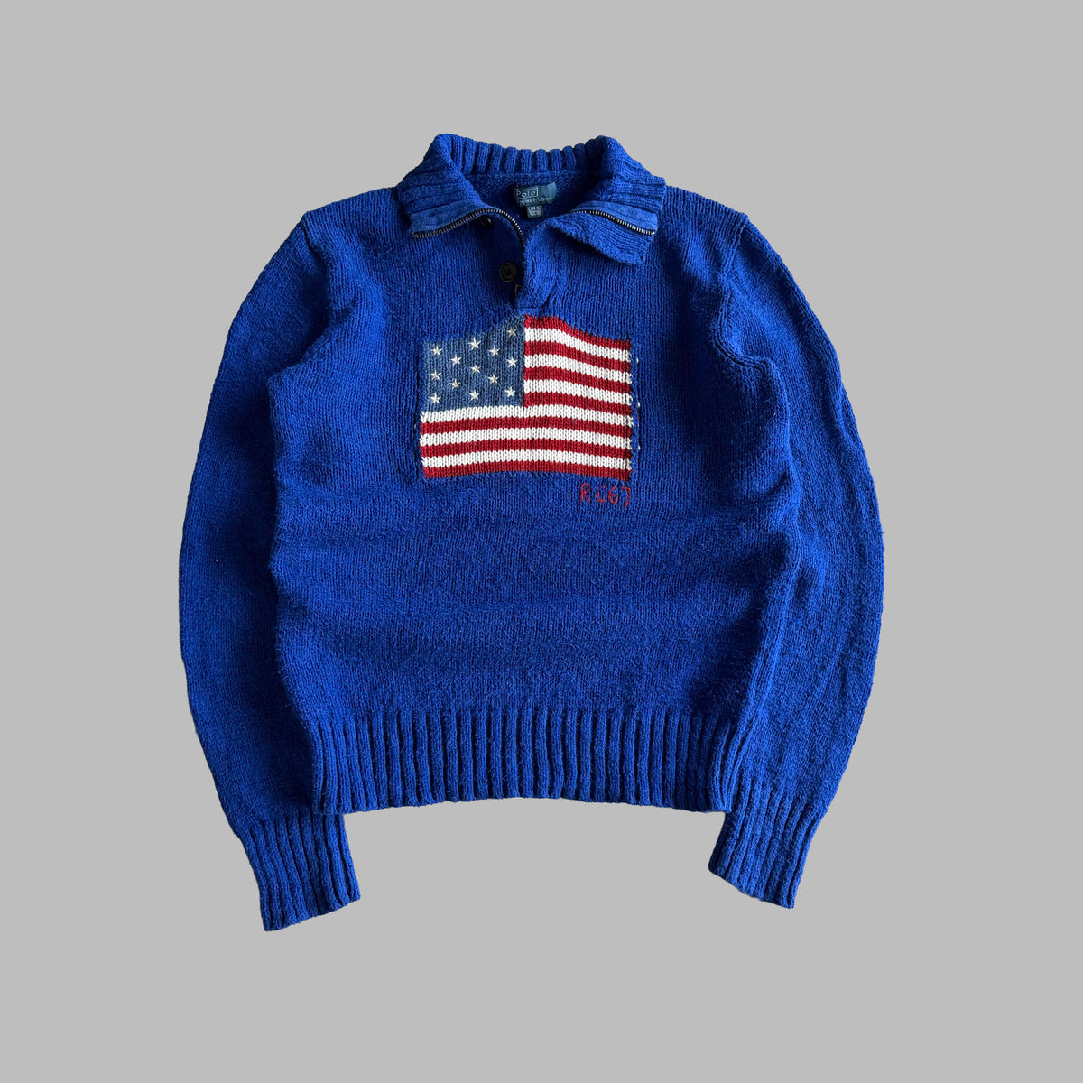Y2K Polo Ralph Lauren Henley Flag Knit - S