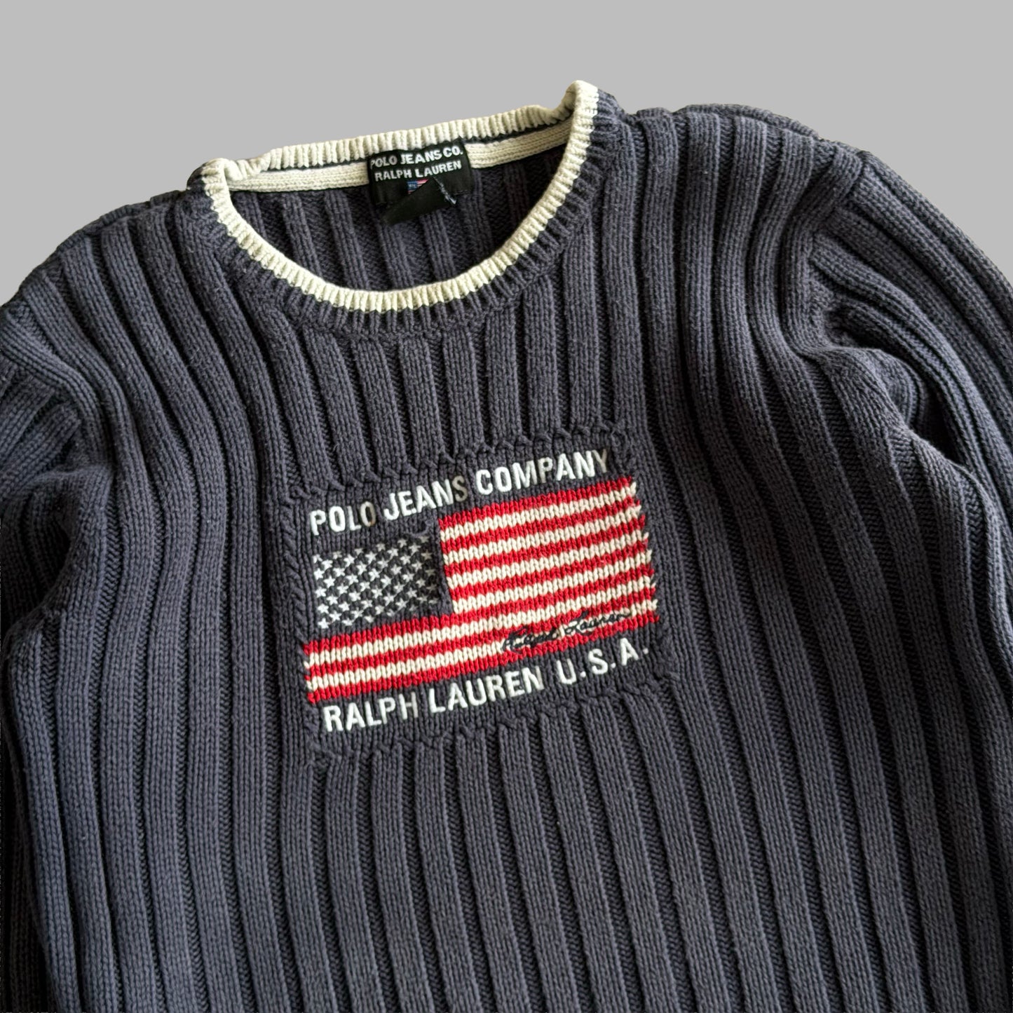 Y2K Ralph Lauren Polo Jeans Co Ribbed Flag Knit - M
