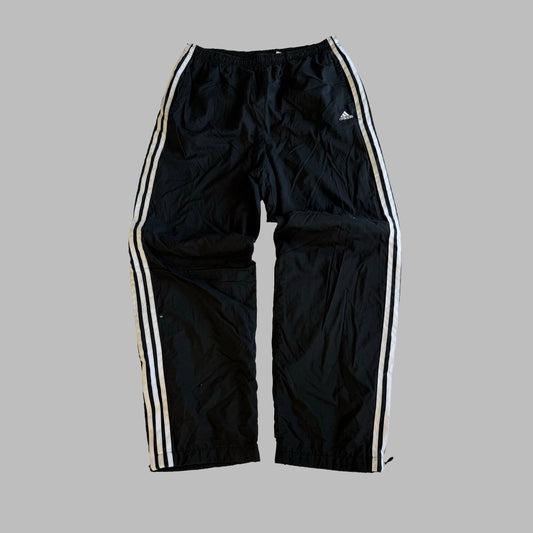 90s Adidas Three Stripe Wide Leg Track Pants - Medium