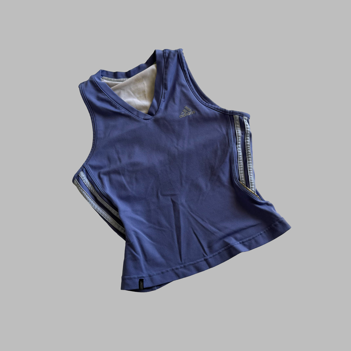 Y2K Adidas Three Stripe V-Neck Activewear Tank - S
