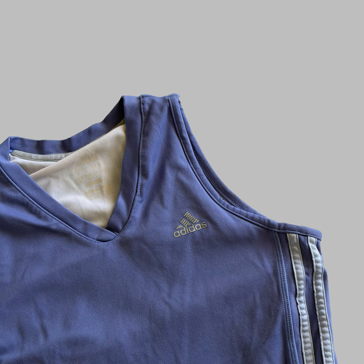 Y2K Adidas Three Stripe V-Neck Activewear Tank - S
