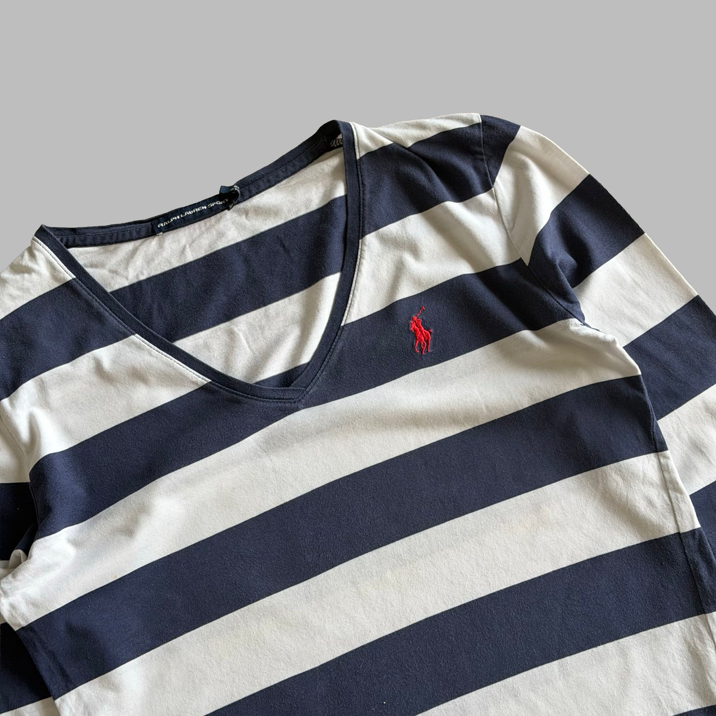 Y2K Ralph Lauren Striped Low Cut Long Sleeve - M
