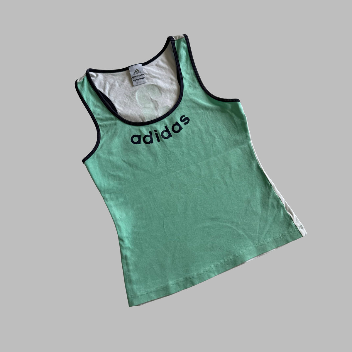 Y2K Adidas Two Tone Spell Out Activewear Tank - M