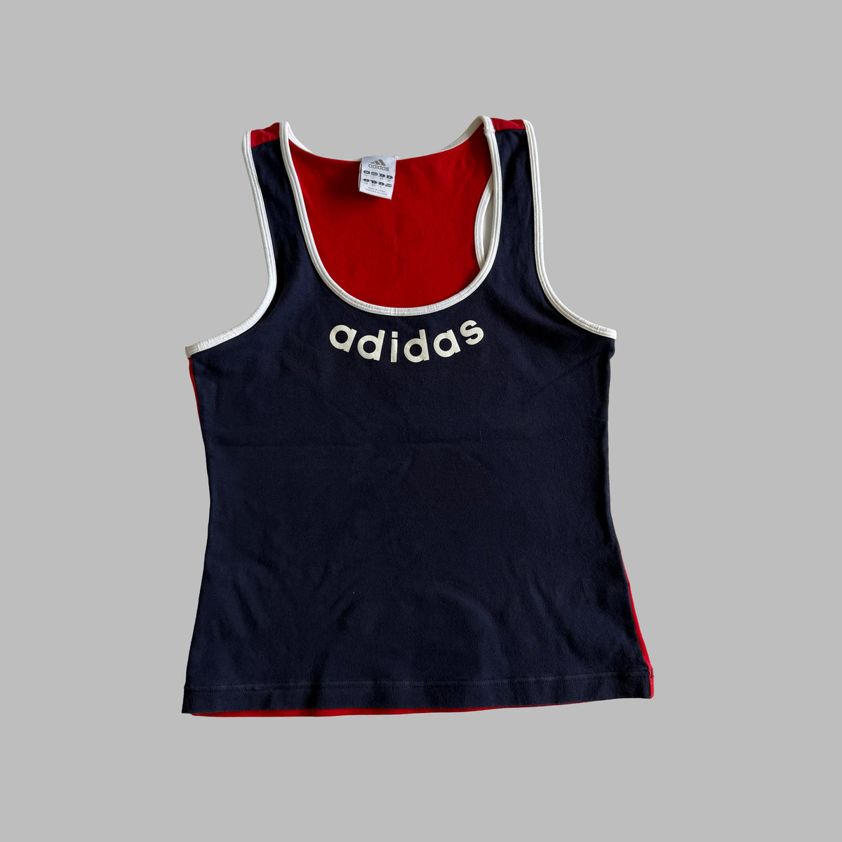 Y2K Adidas Two Toned Spell Out Ringer Tank - L