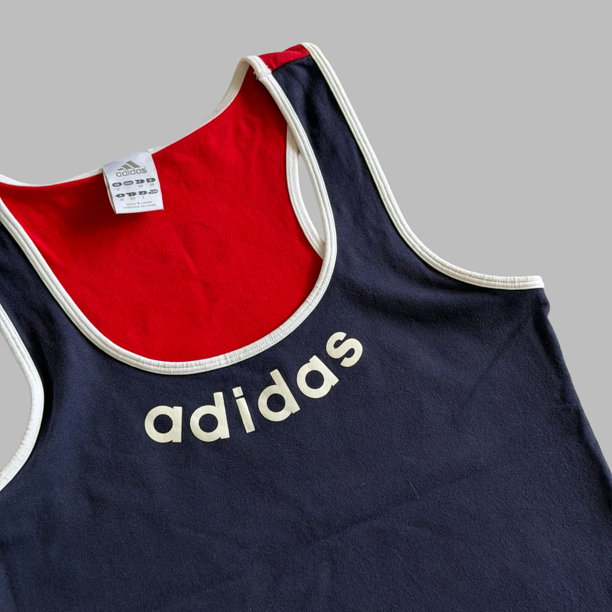 Y2K Adidas Two Toned Spell Out Ringer Tank - L