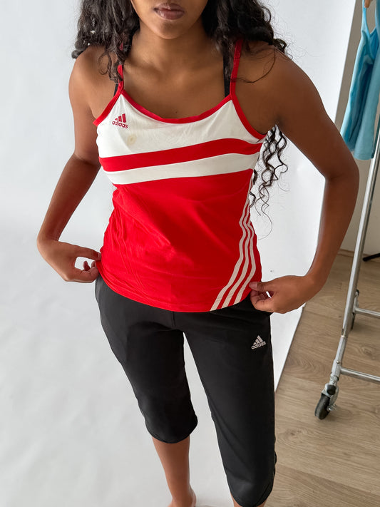 Y2K Adidas Striped Activewear Tank - M