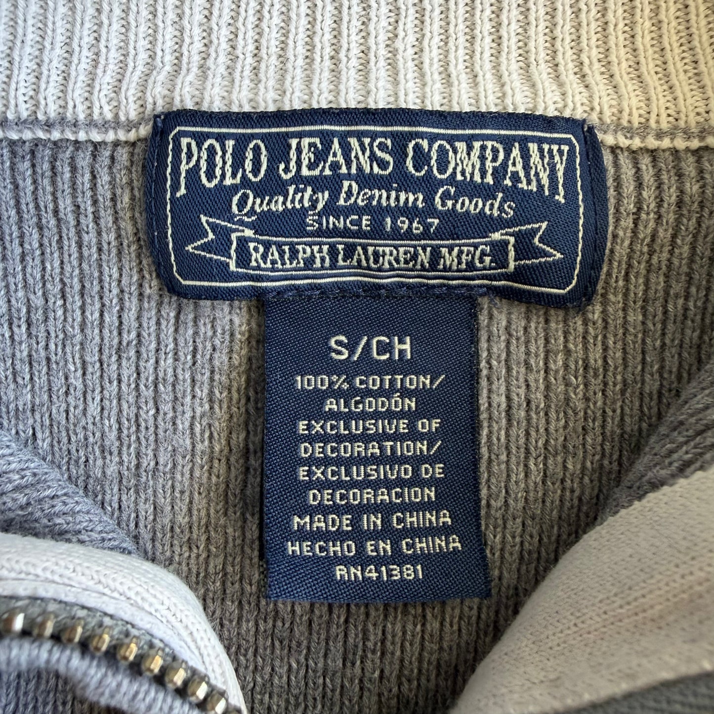 00s Ralph Lauren Ribbed Quarter Zip - Small