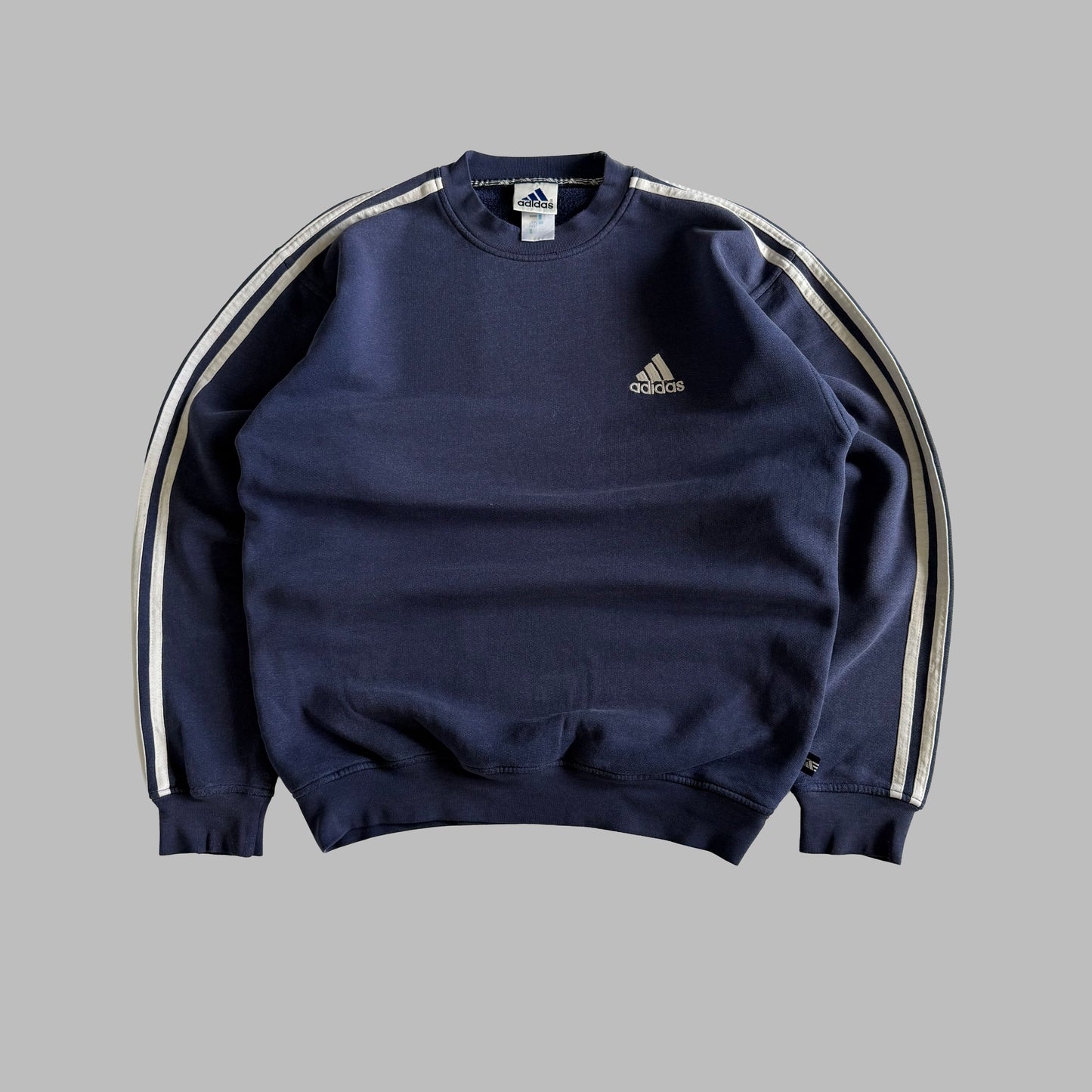 90s Adidas Three Stripe Sweatshirt - Large