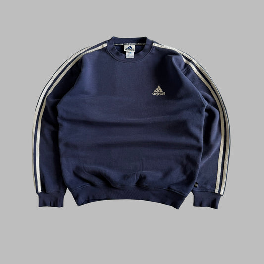 90s Adidas Three Stripe Sweatshirt - Large