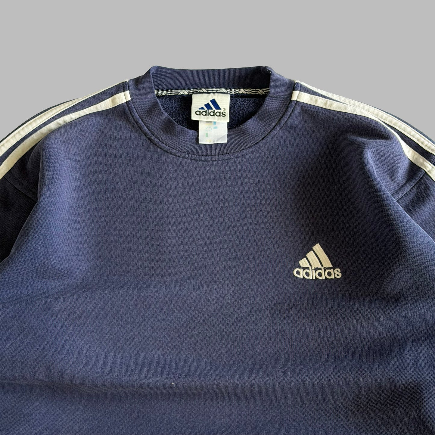 90s Adidas Three Stripe Sweatshirt - Large