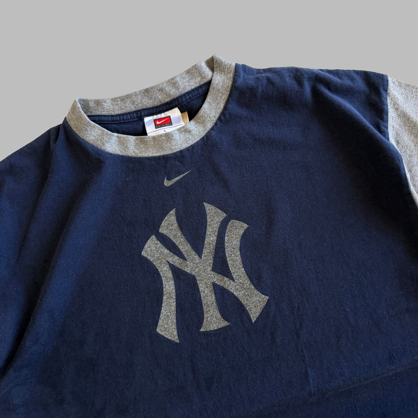 Y2K Nike Yankees Ringer T-Shirt - L