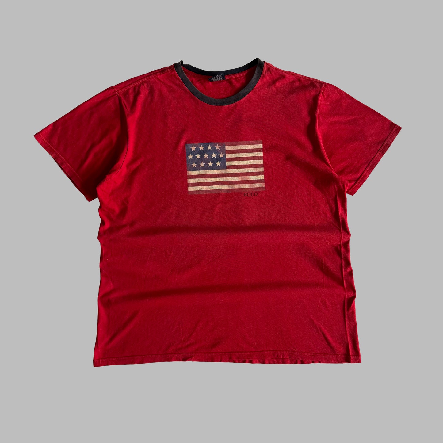 Y2K Polo Ralph Lauren Flag Ringer Tee - XL