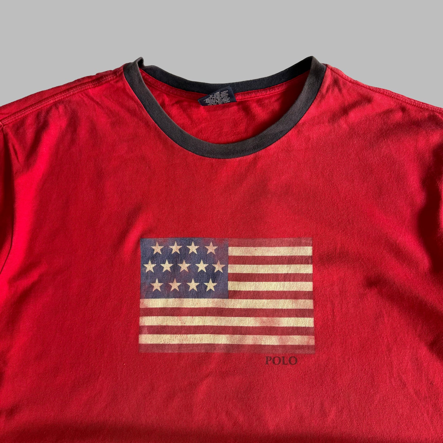 Y2K Polo Ralph Lauren Flag Ringer Tee - XL