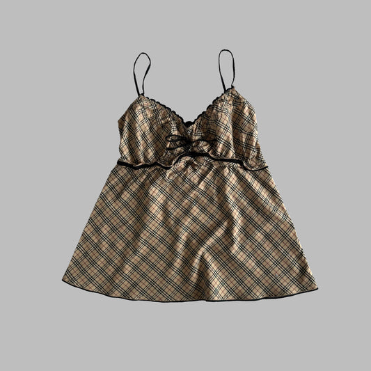 Y2K Burberry Babydoll Nova Check Top - S